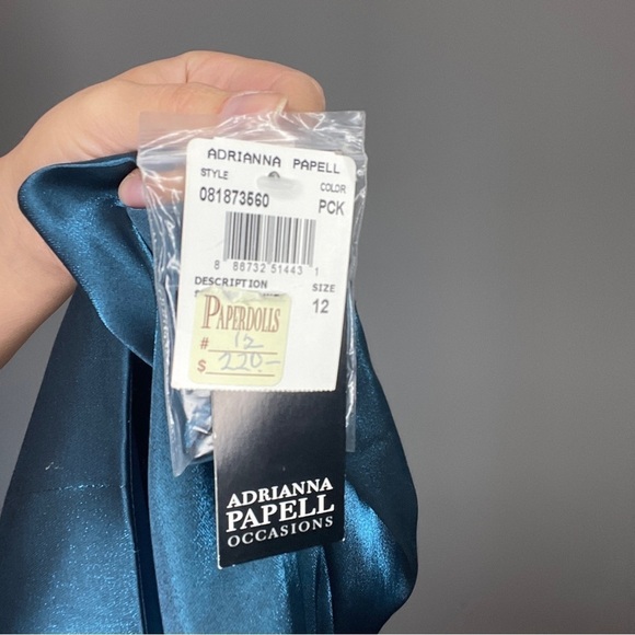 Adrianna Papell Teal Shimmer Dress and Jacket Set - Picture 10 of 13